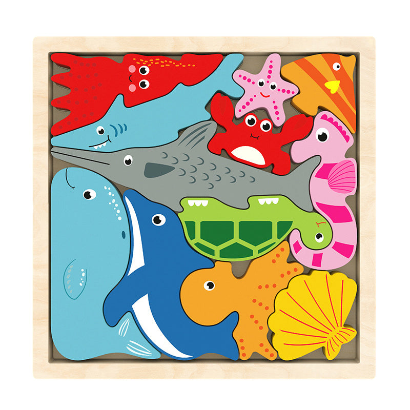 Puzzle en bois avec blocs d'animaux