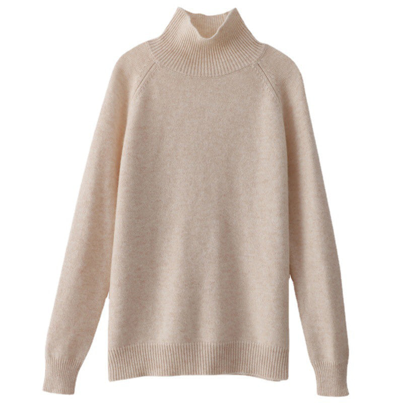 Pull en tricot à col roulé uni pour femmes