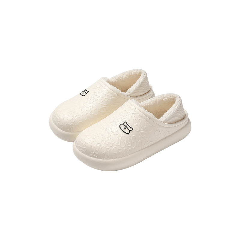 Pantoufles en Coton Imperméables avec Petit Ours en Relief pour la Maison