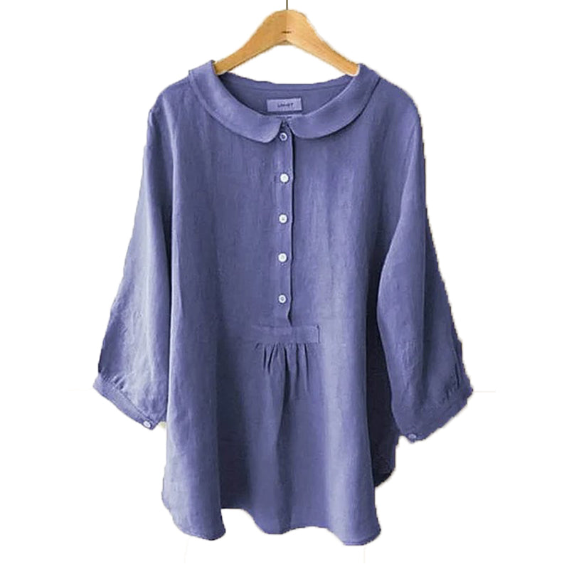 Chemise à sept manches en coton et lin pour femme