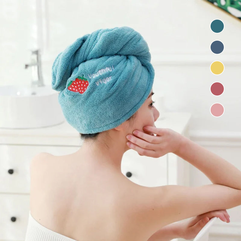 Bonnet de douche à séchage rapide avec motif de broderie de dessin animé