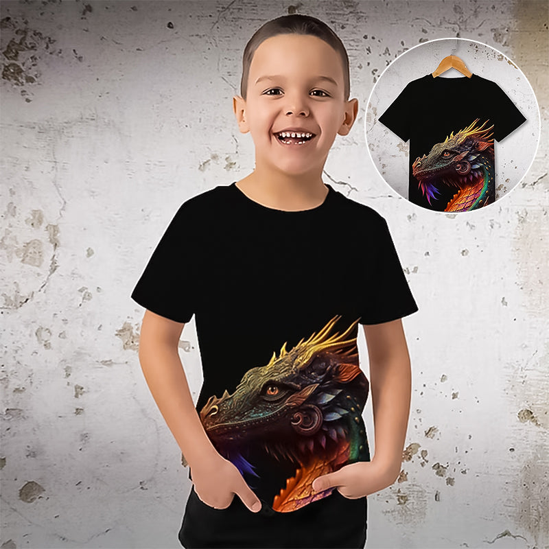 T-shirt à manches courtes à imprimé dinosaure pour garçon