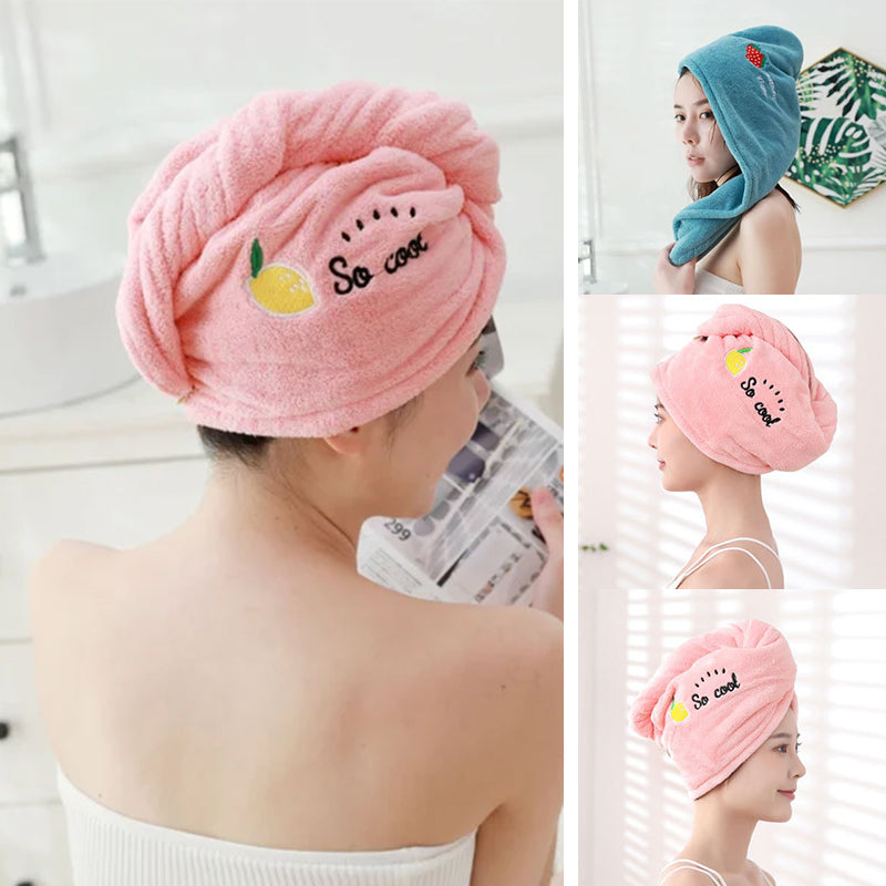 Bonnet de douche à séchage rapide avec motif de broderie de dessin animé