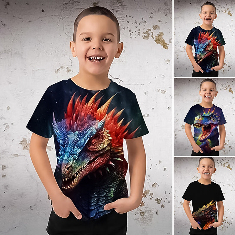 T-shirt à manches courtes à imprimé dinosaure pour garçon