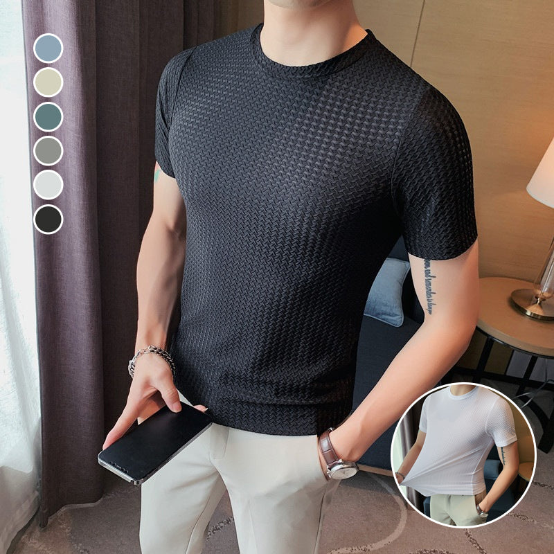 T-shirt à manches courtes en soie glacée pour hommes