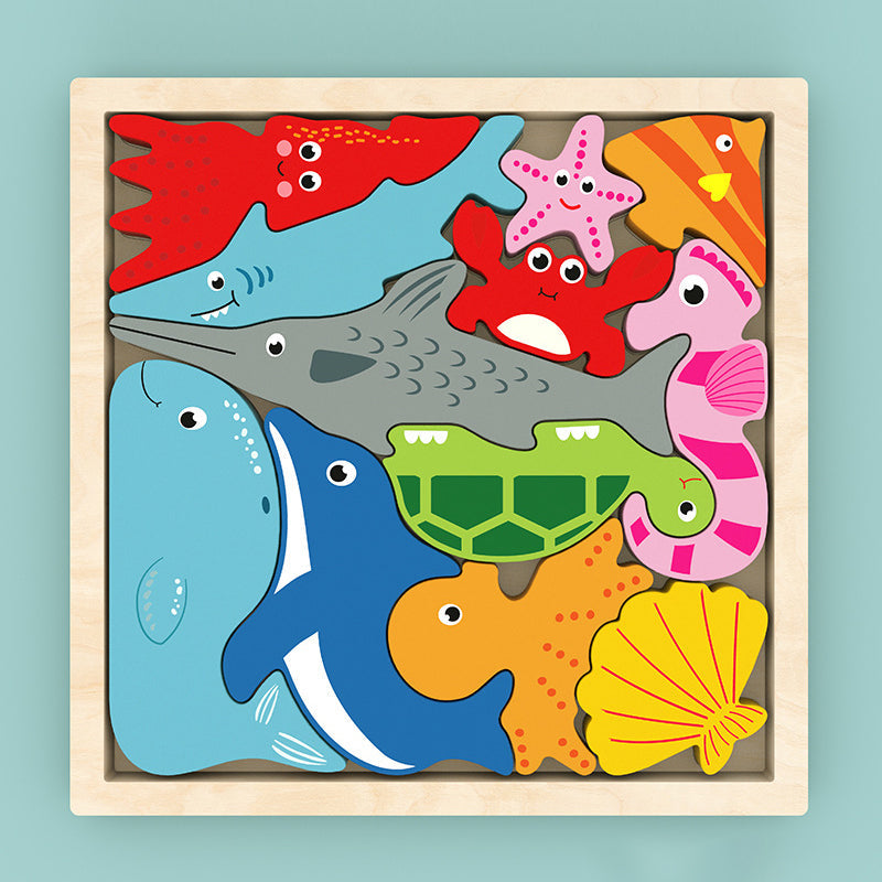 Puzzle en bois avec blocs d'animaux