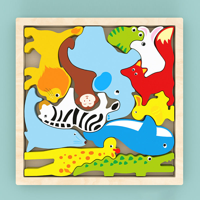 Puzzle en bois avec blocs d'animaux
