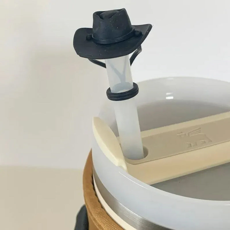 Chapeau de cowboy en silicone, couvre-paille, capuchon