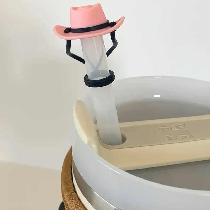 Chapeau de cowboy en silicone, couvre-paille, capuchon