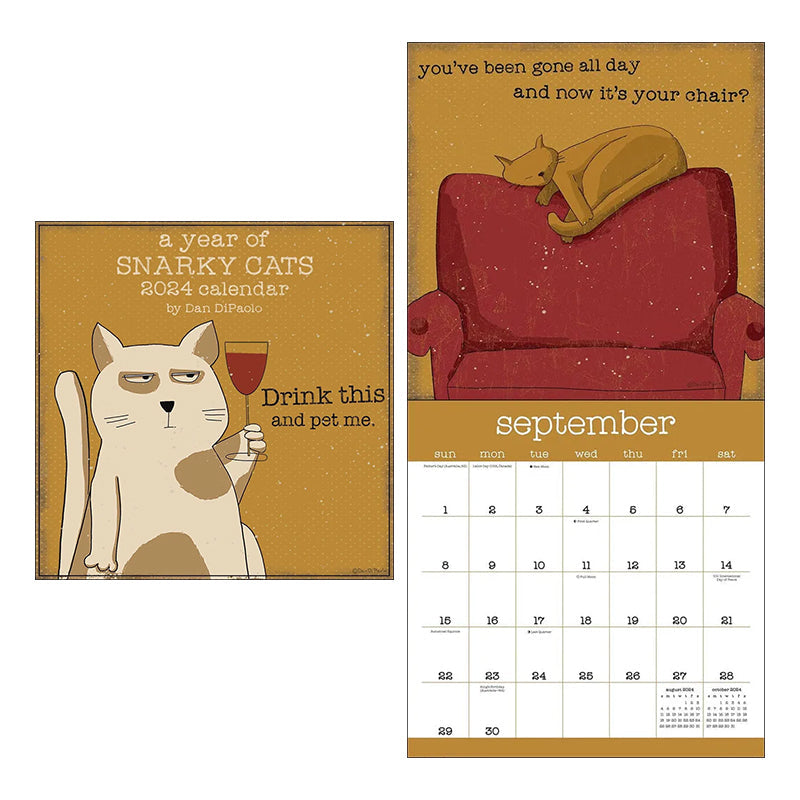 Calendrier mural 2024 d’une année de chats Snarky